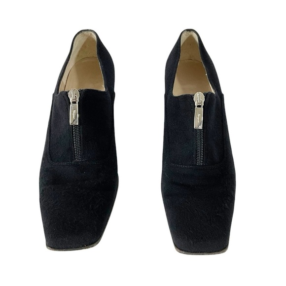 Salvatore Ferragamo Black Pony Hair Square Toe Block Heels Size 9 Made in Italy - Picture 7 of 14